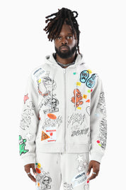 Doodle Fleece Full Zip Hoodie - Microchip