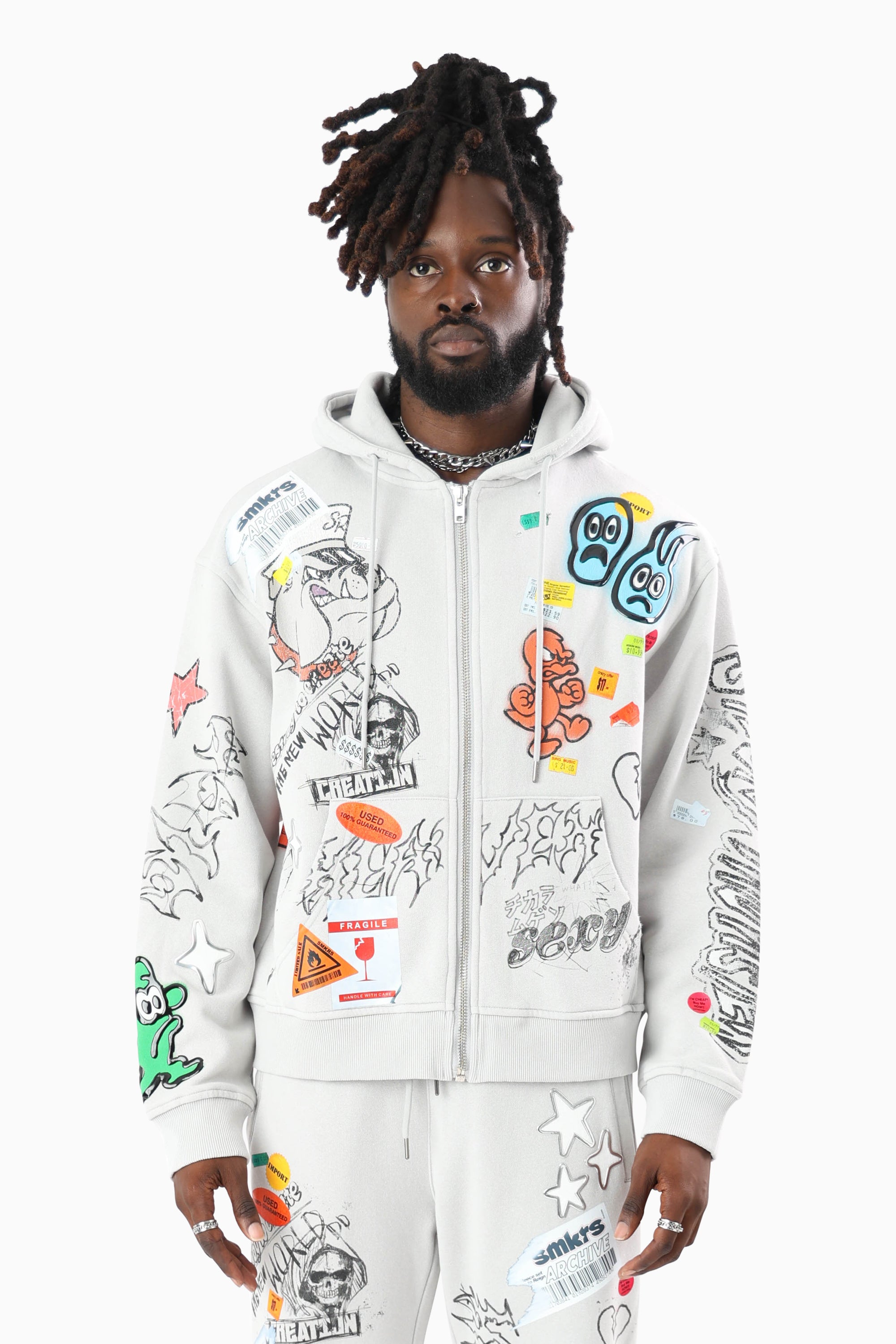 Doodle Fleece Full Zip Hoodie - Microchip
