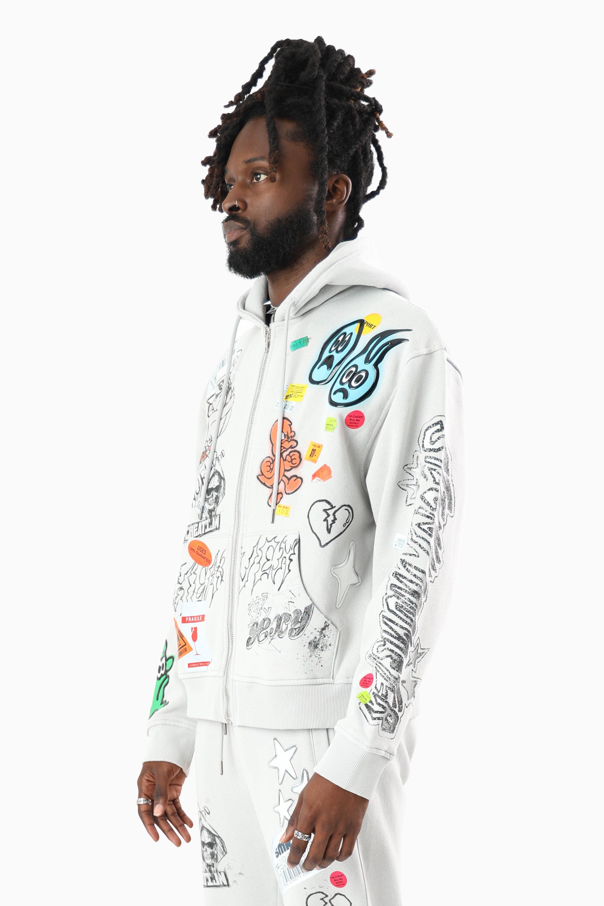 Doodle Fleece Full Zip Hoodie - Microchip