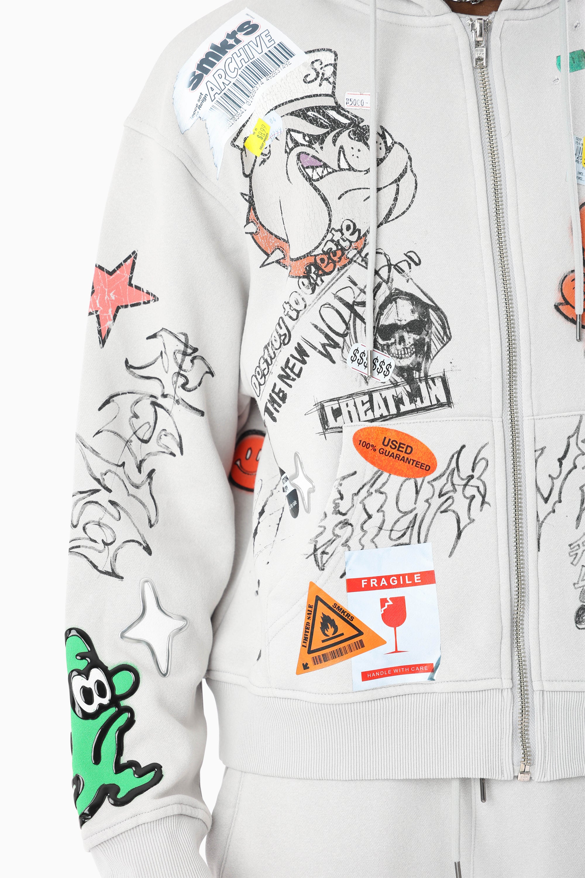 Doodle Fleece Full Zip Hoodie - Microchip