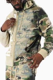 Royalty Colorblock Full Zip Hoodie - Wood Camo