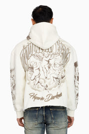 Trouble In Peace Zip Hoodie - Ecru