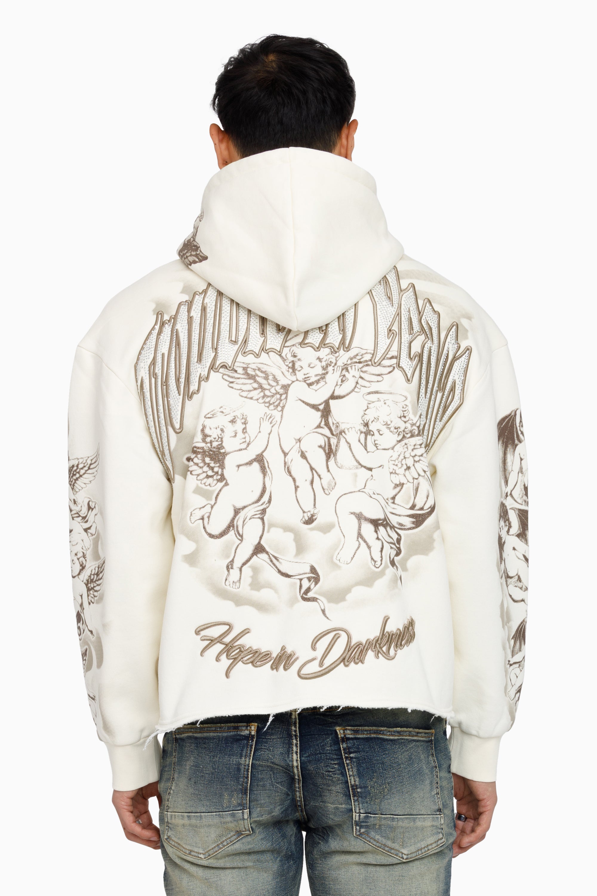 Trouble In Peace Zip Hoodie - Ecru