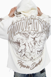 Trouble In Peace Zip Hoodie - Ecru