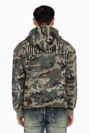 Trouble In Peace Zip Hoodie - Strata Camo