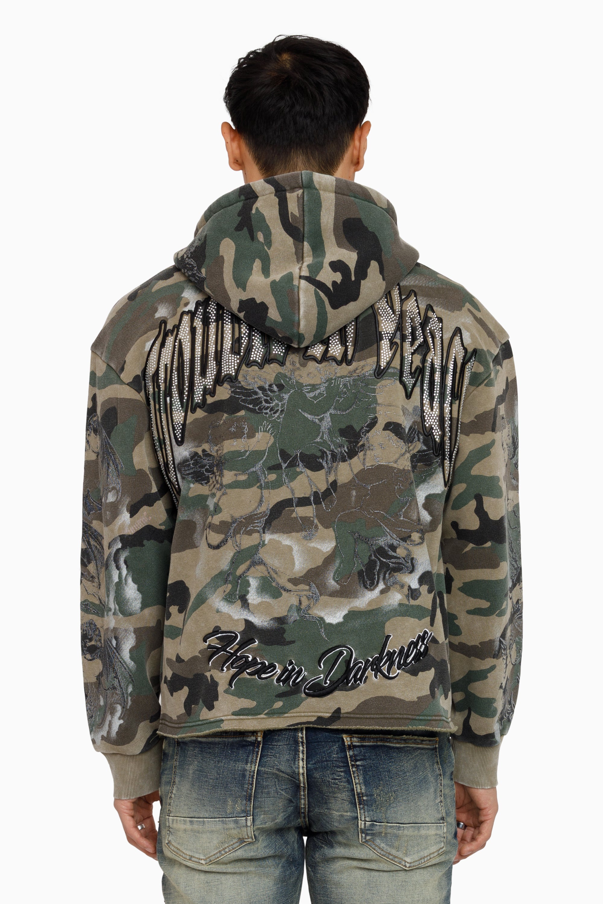 Trouble In Peace Zip Hoodie - Strata Camo