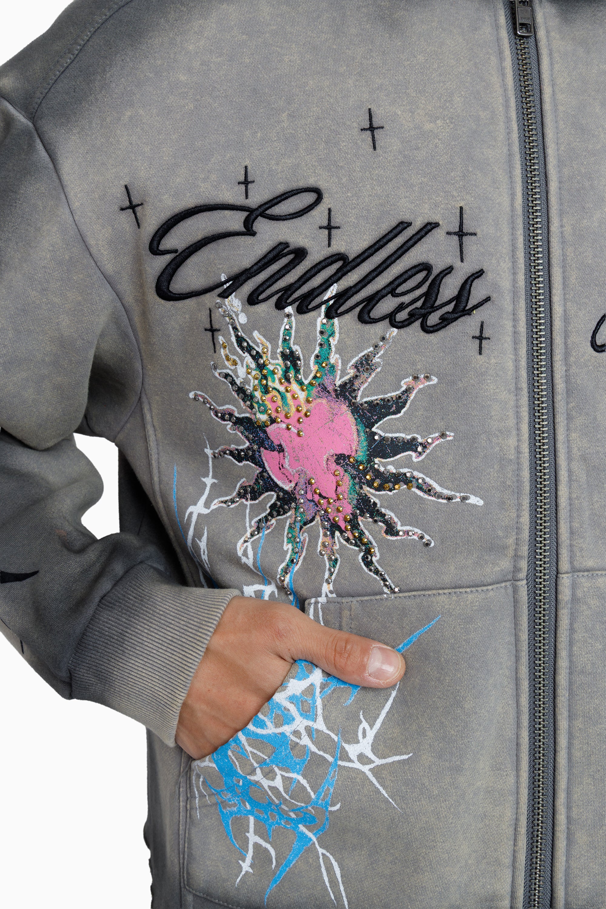 Endless Pursuit Studded Hoodie - December Sky