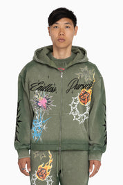 Endless Pursuit Studded Hoodie - Vintage Army