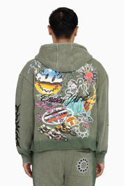 Endless Pursuit Studded Hoodie - Vintage Army