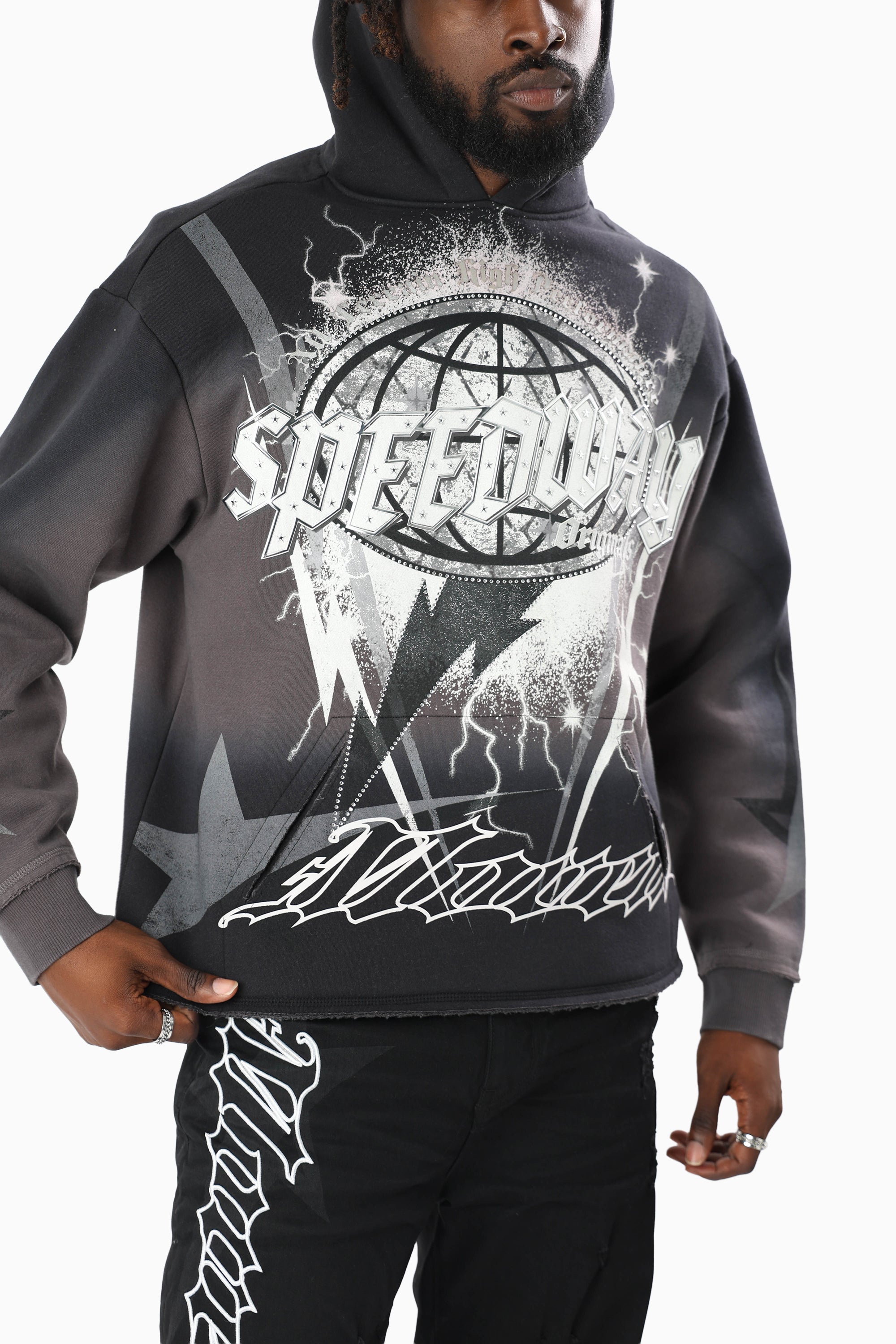 Speedway Dip Dye Hoodie - Black