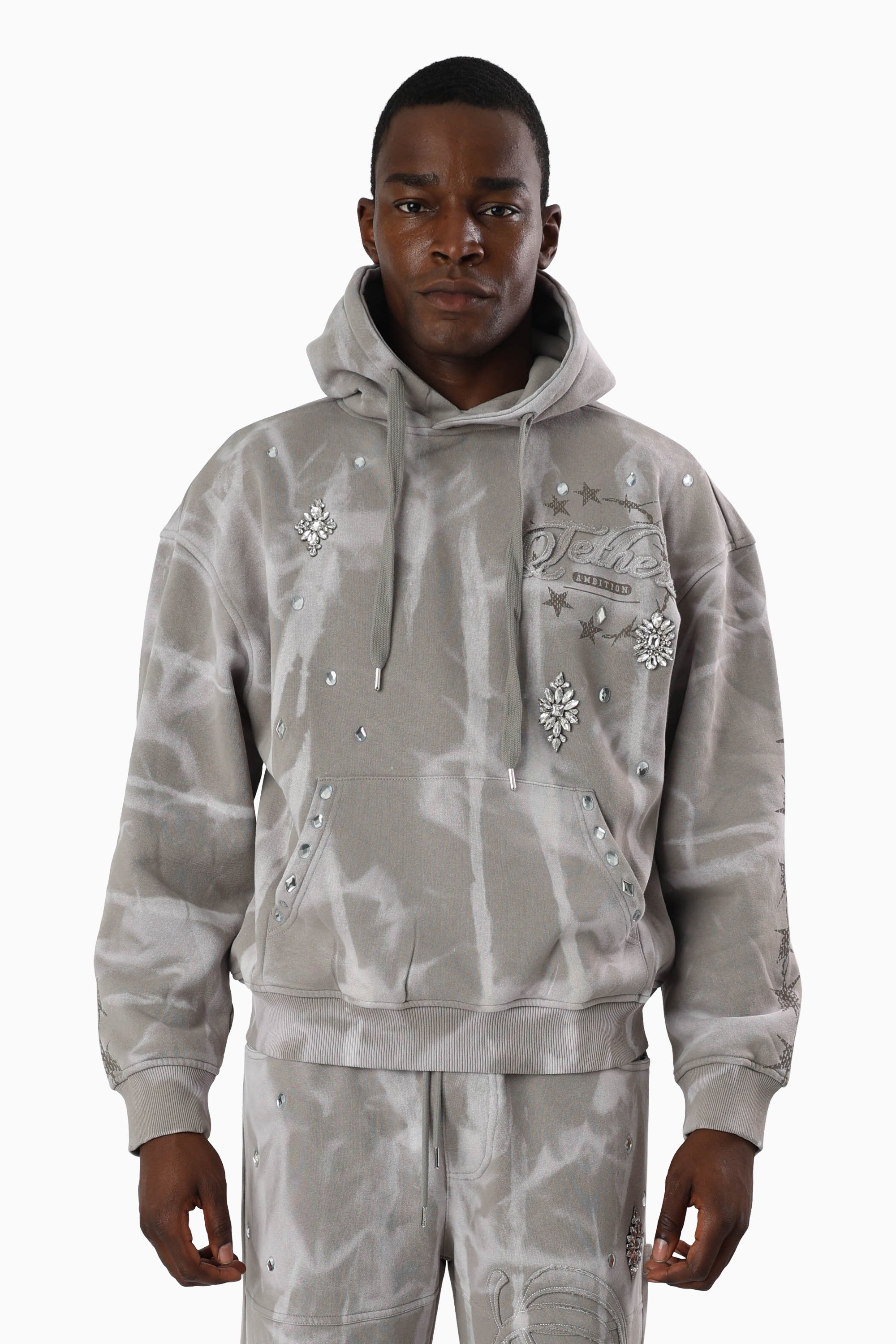 Tethers Jeweled Scarf Hoodie - Elephant