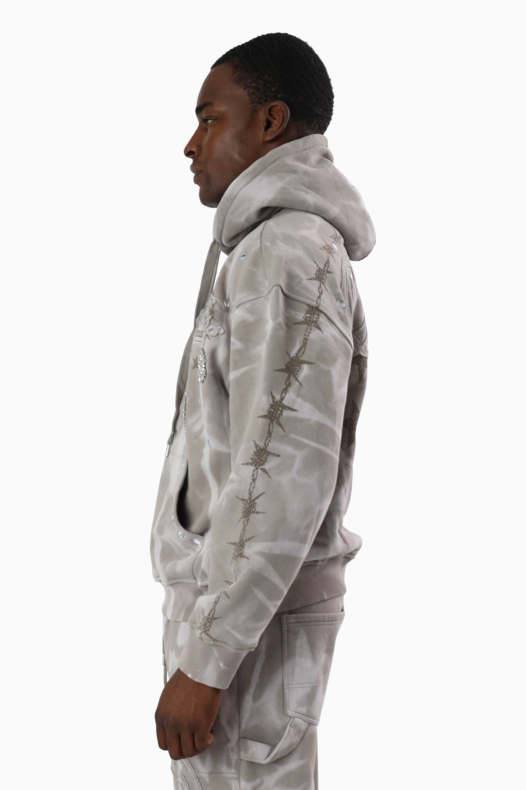 Tethers Jeweled Scarf Hoodie - Elephant
