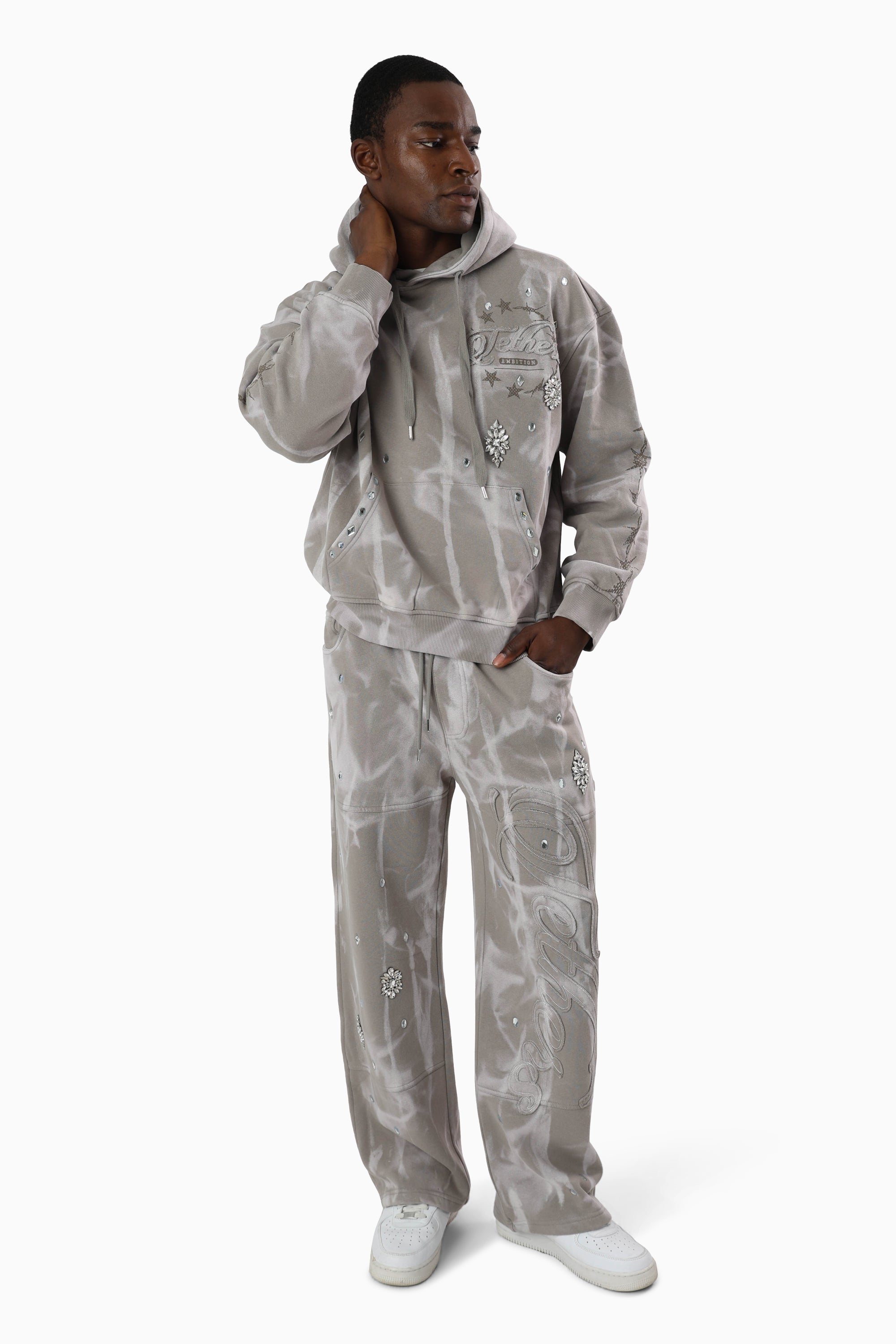 Tethers Jeweled Scarf Hoodie - Elephant