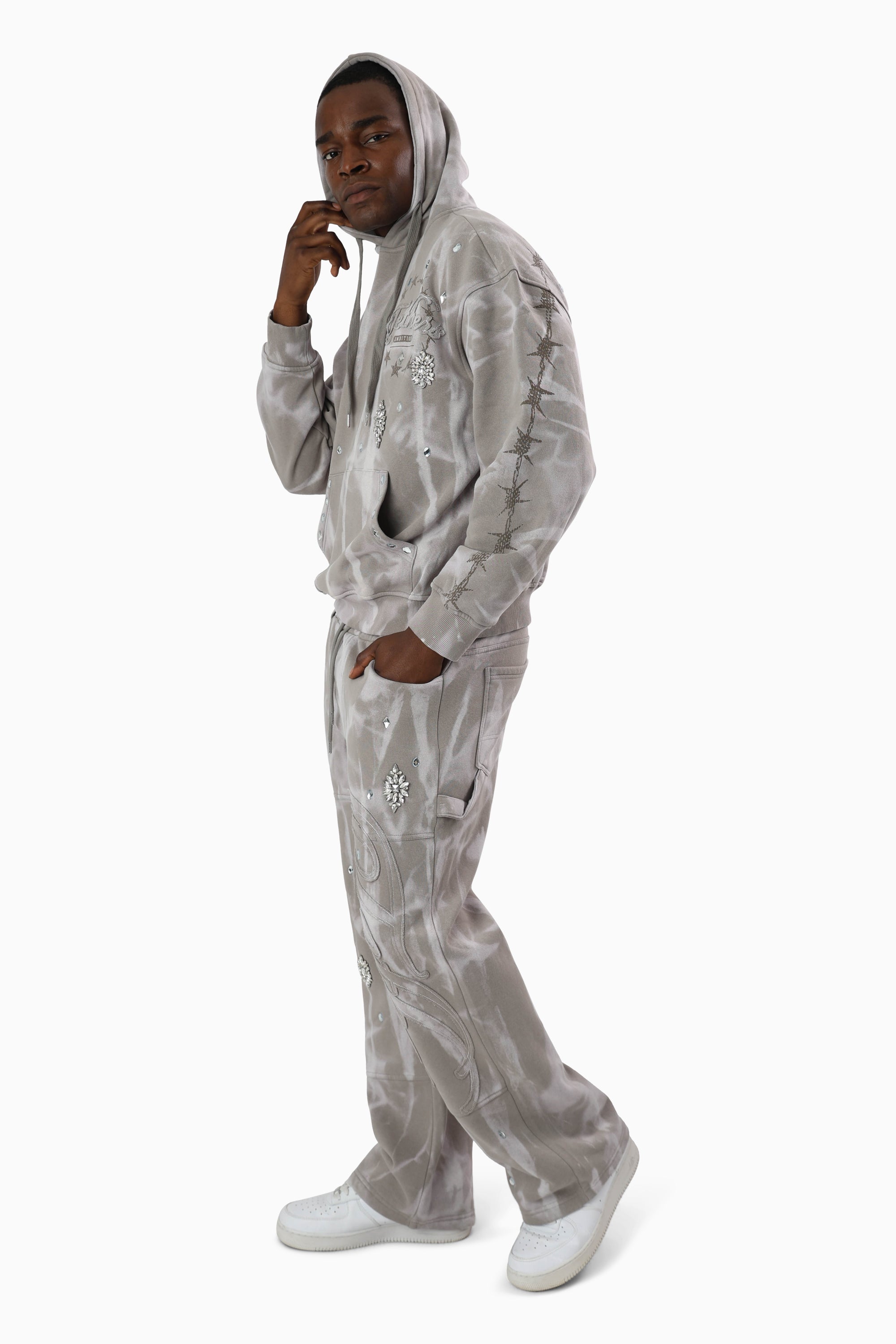 Tethers Jeweled Scarf Hoodie - Elephant