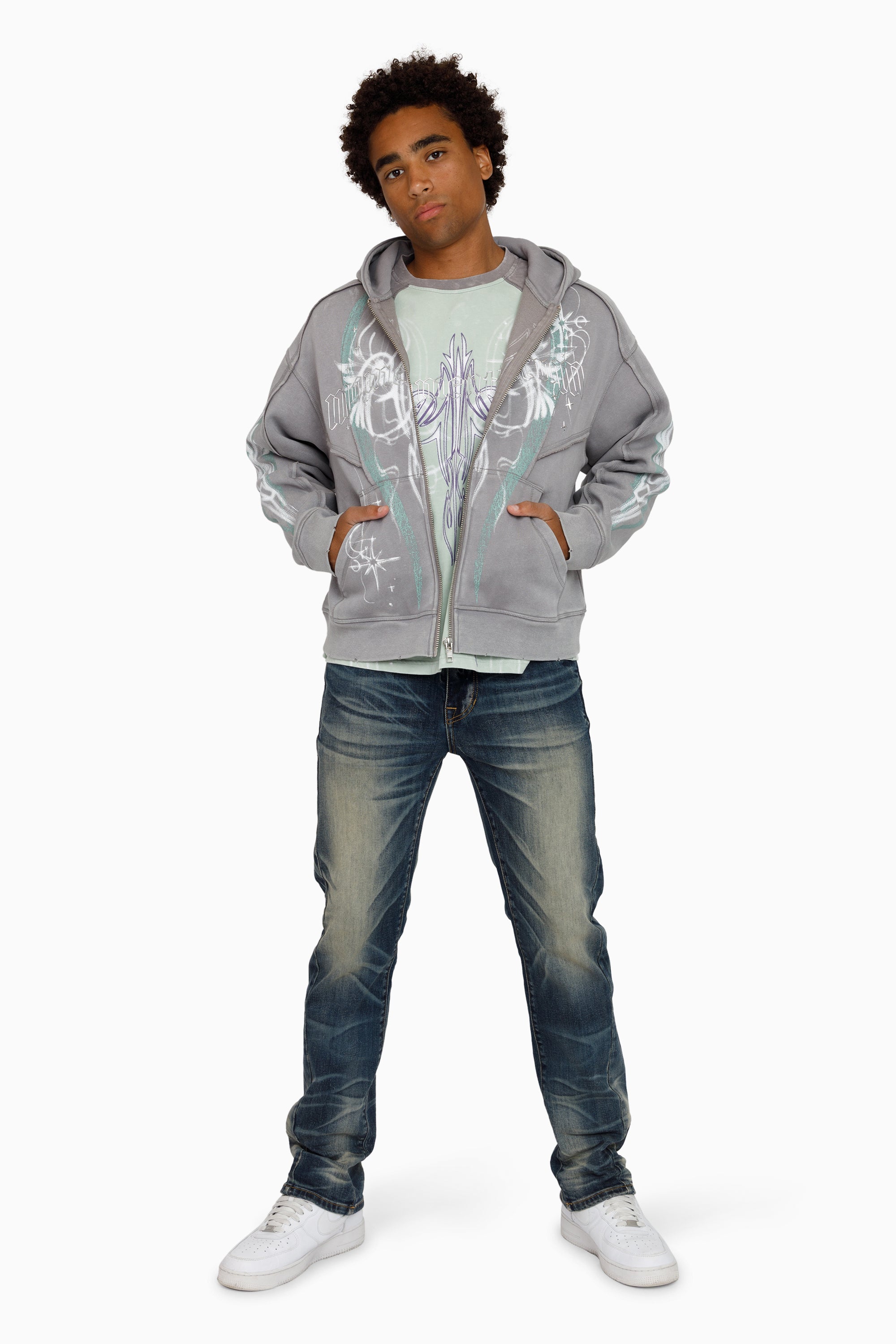 Airbrush Momentum Hoodie - Frost Grey