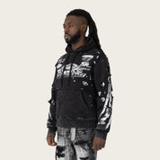 Oversized Racing Double Layer Hoodie - Black