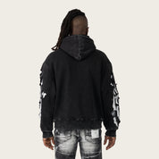 Oversized Racing Double Layer Hoodie - Black