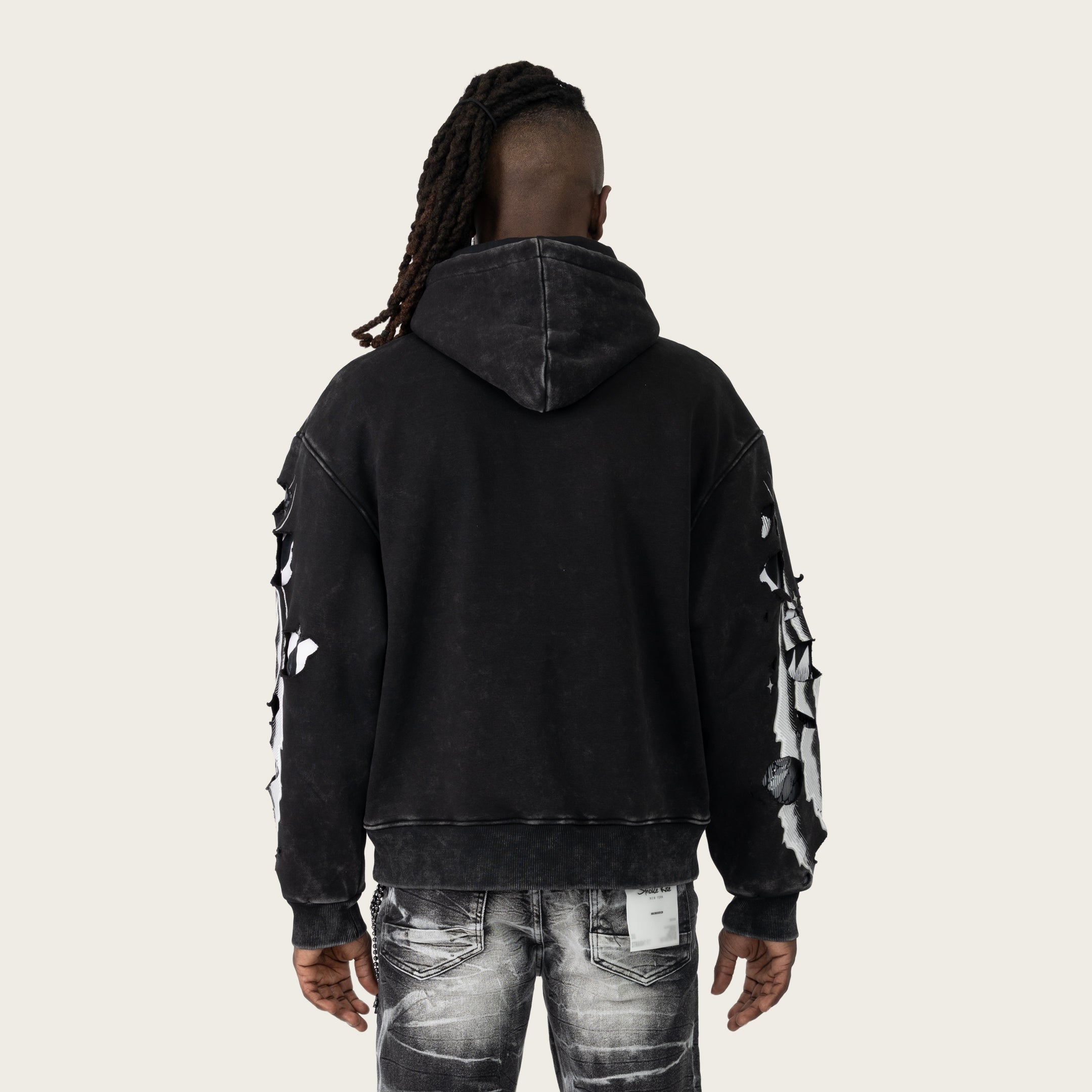 Oversized Racing Double Layer Hoodie - Black