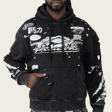 Racing Double Layer Oversized Hoodie - Black