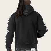 Oversized Racing Double Layer Hoodie - Black