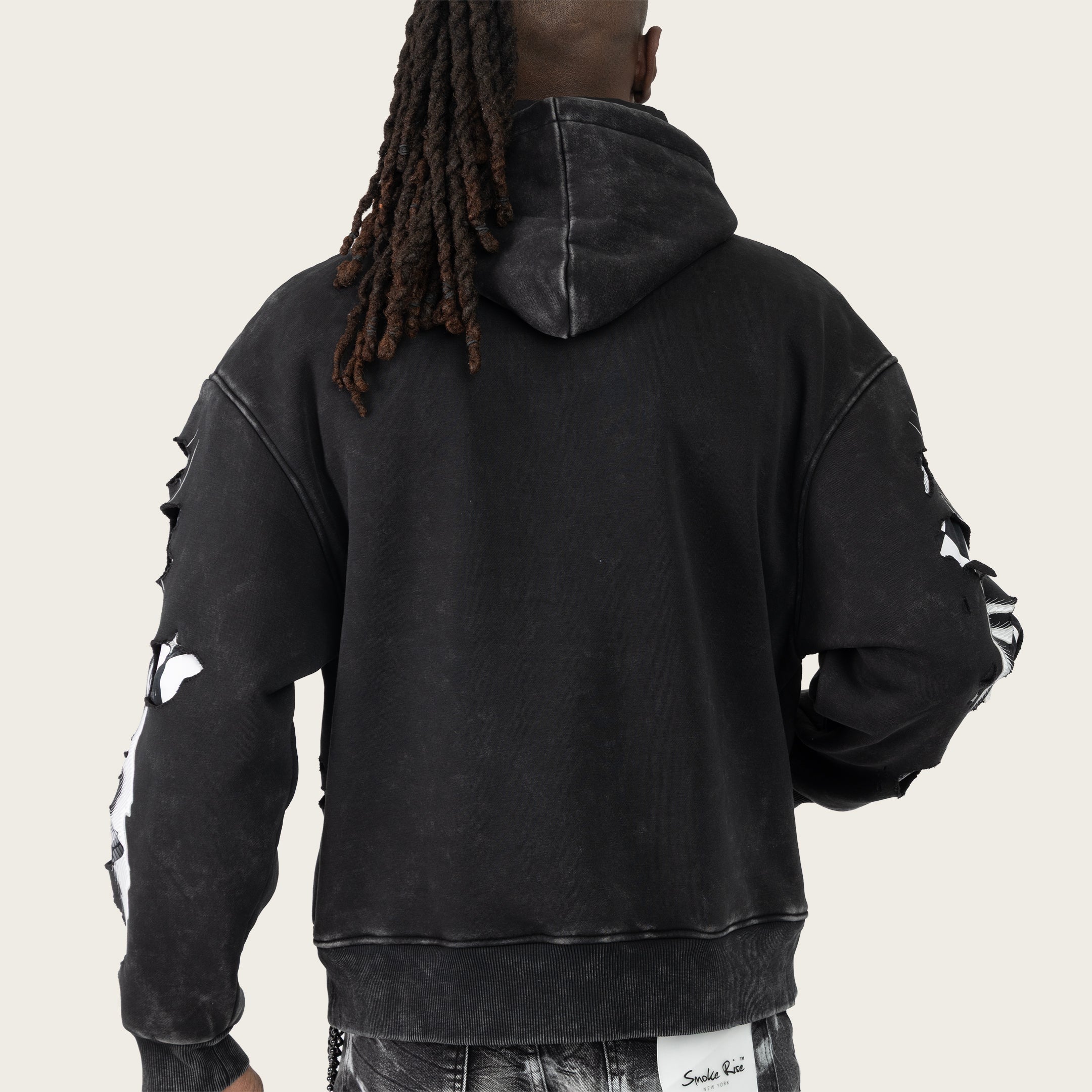 Oversized Racing Double Layer Hoodie - Black