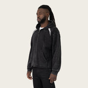 Oversized Gemstone Full Zip Hoodie - Black
