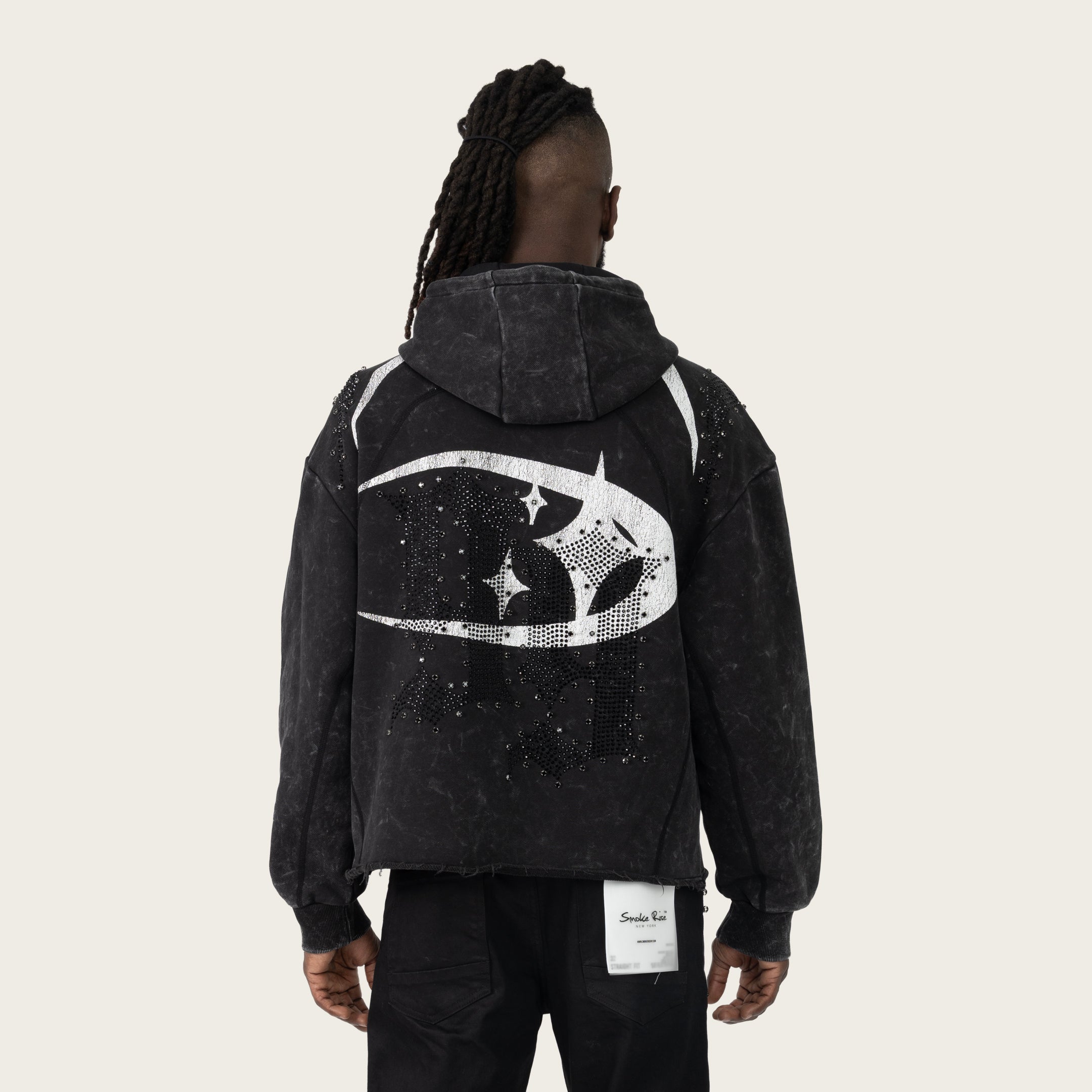 Oversized Gemstone Full Zip Hoodie - Black – Smoke Rise NY