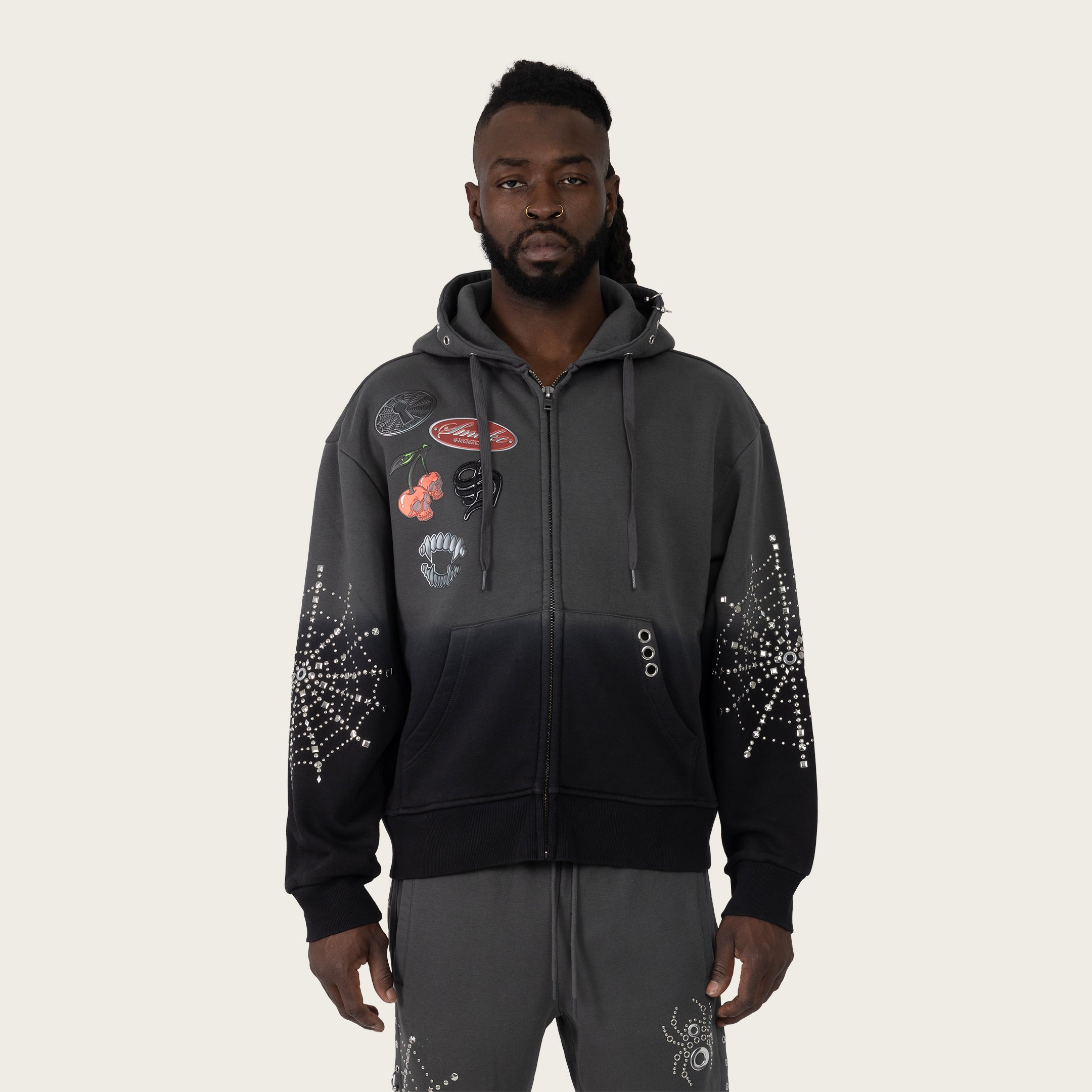 ★over arm throw★コラボパーカー★XL★新品★ブラック★ロリクレ★ Daggerwave (grey dye) - Oversized Hoodie (350GSM)