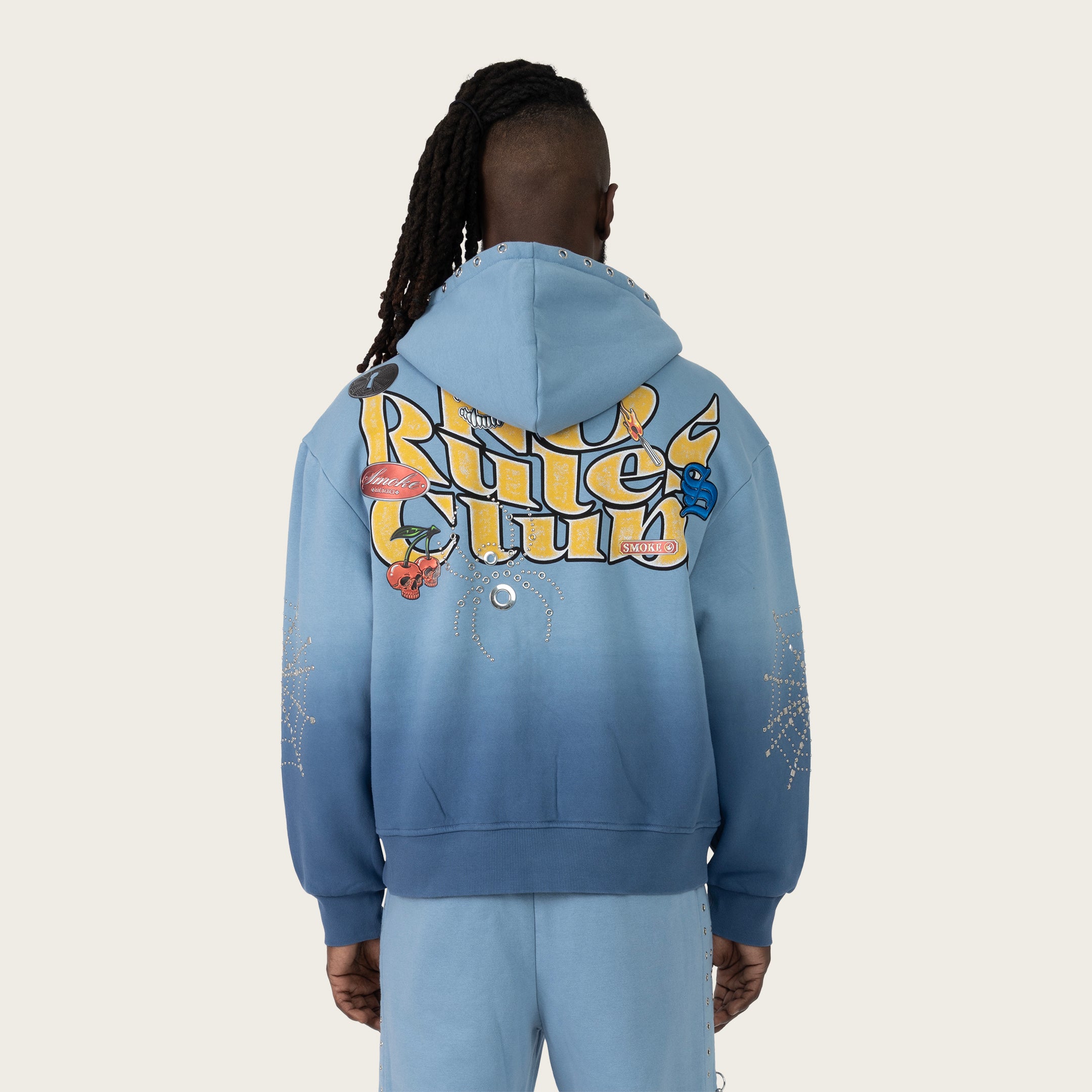 Oversized No Rules Fleece Hoodie - Dusk Blue