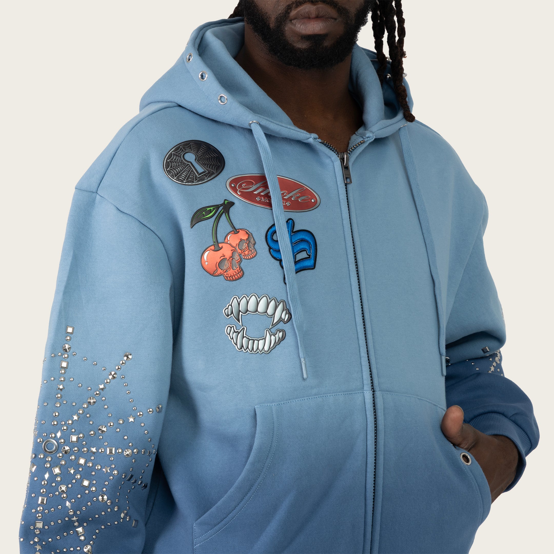 Oversized No Rules Fleece Hoodie - Dusk Blue