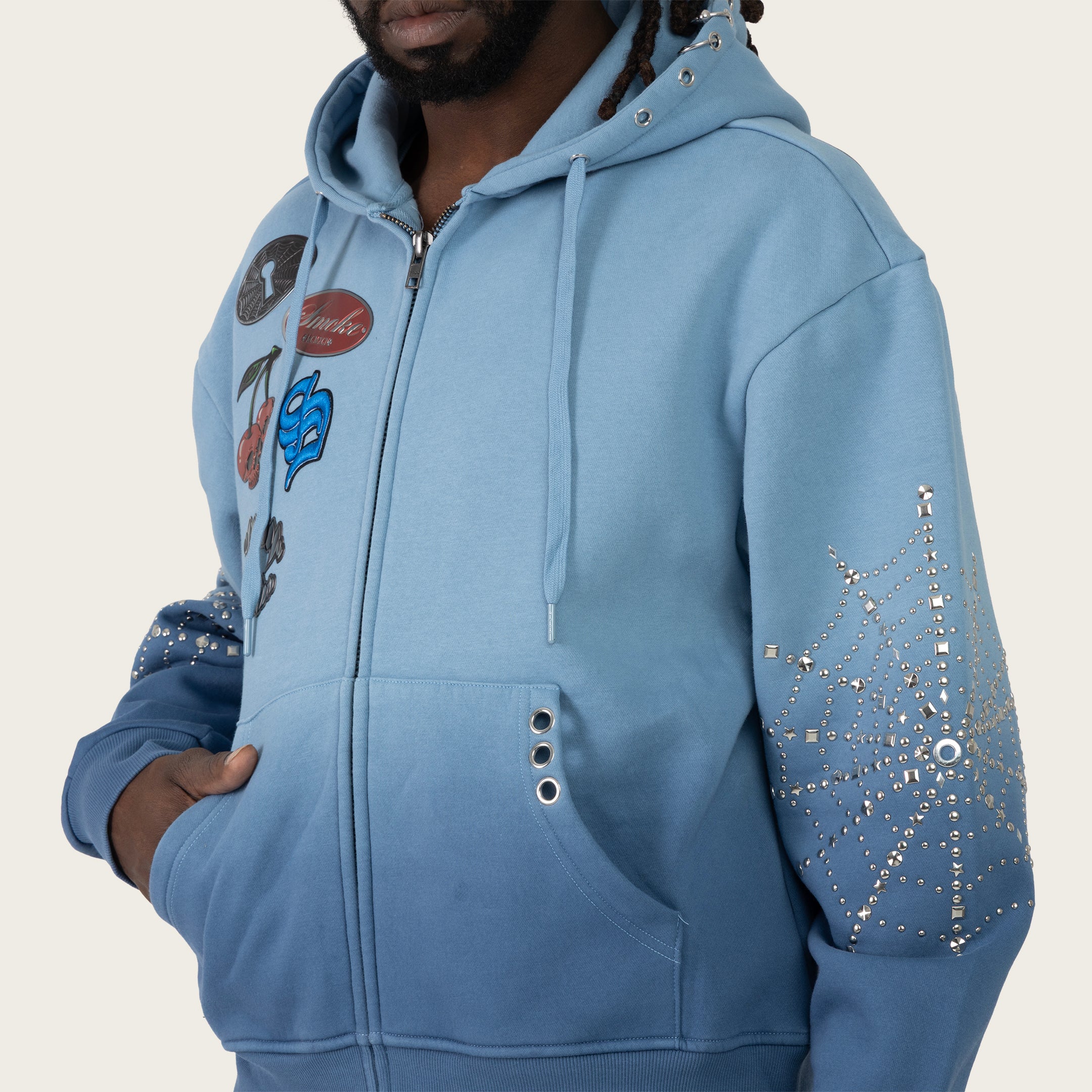 Oversized No Rules Fleece Hoodie - Dusk Blue