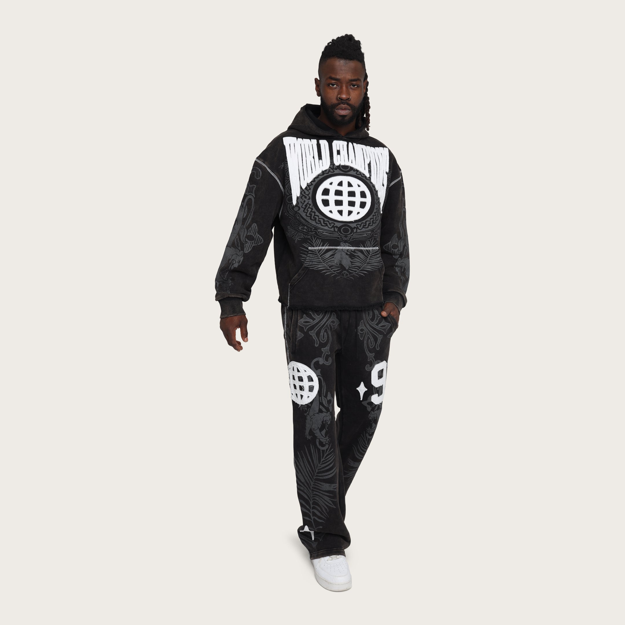 Oversized Champion Fleece Hoodie - Black