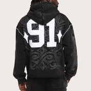 Oversized Champion Fleece Hoodie - Black