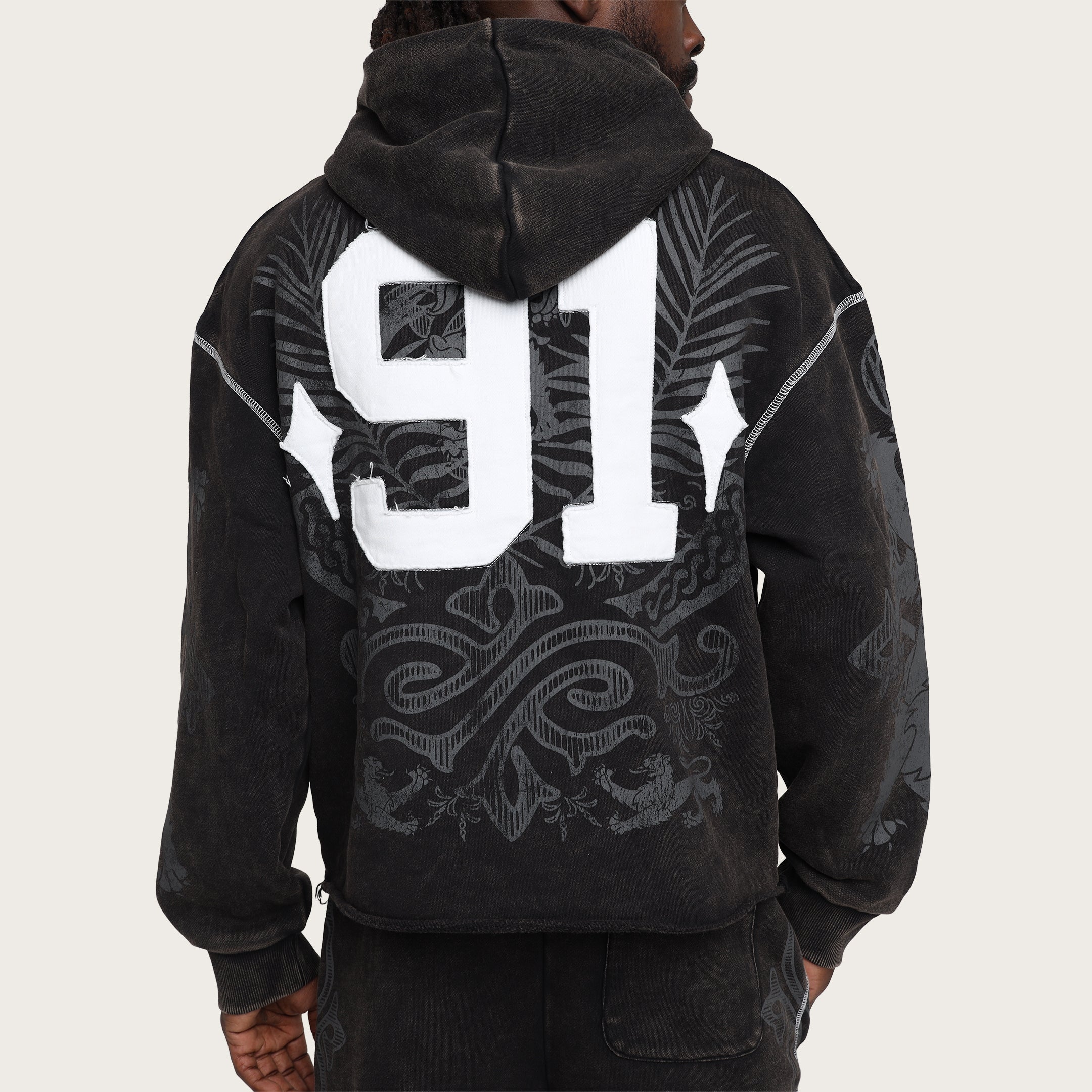 Oversized Champion Fleece Hoodie - Black