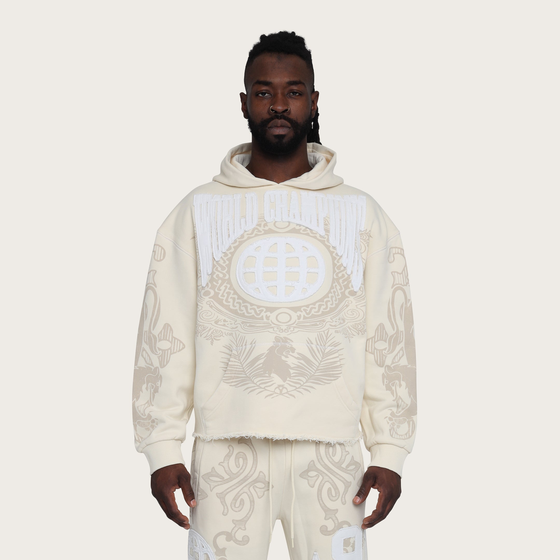 Oversized Champion Fleece Hoodie - Ecru