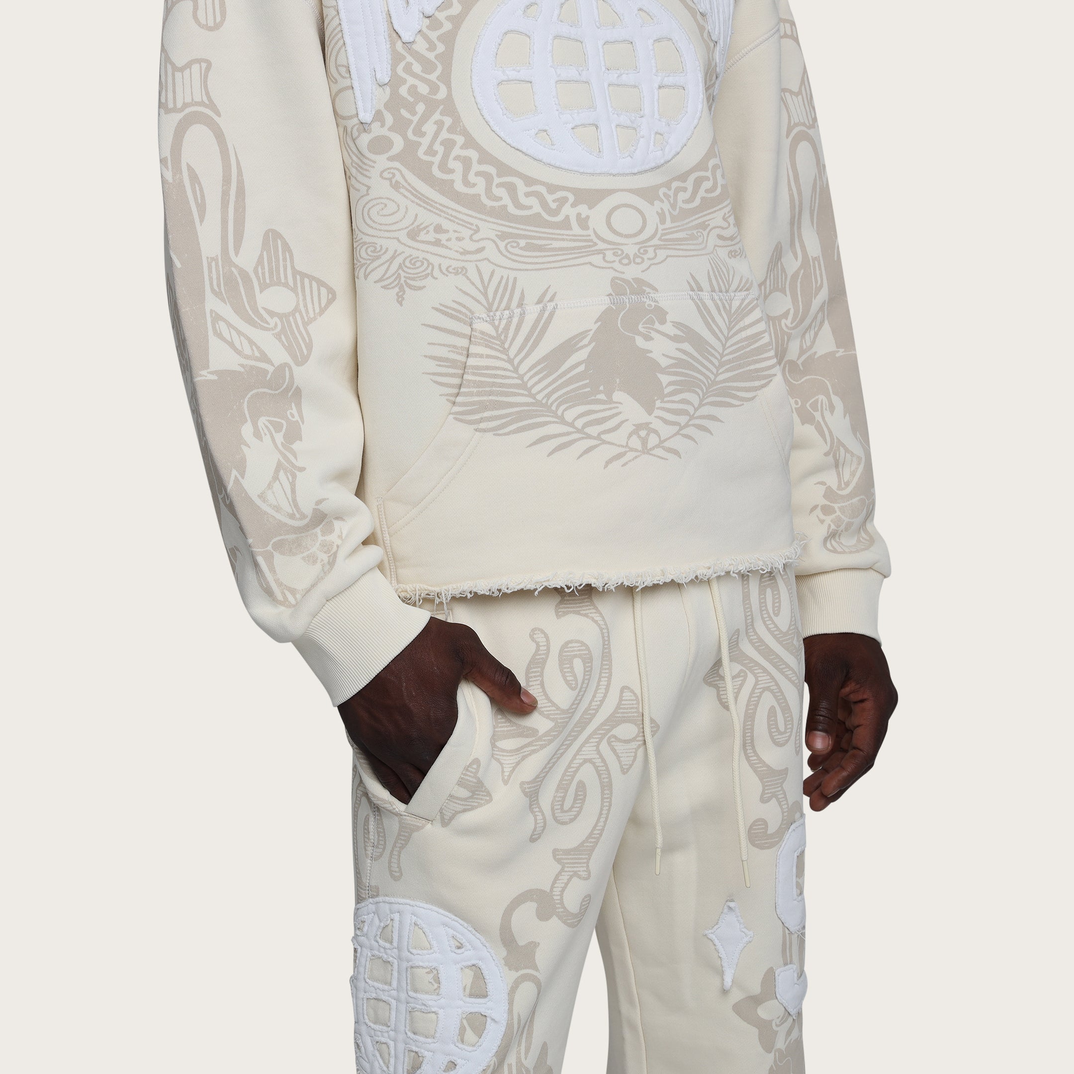 Oversized Champion Fleece Hoodie - Ecru