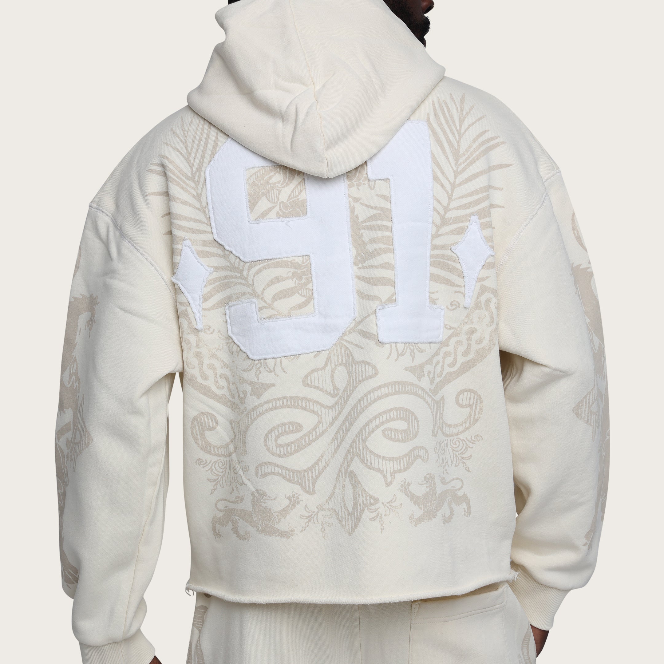 Oversized Champion Fleece Hoodie - Ecru