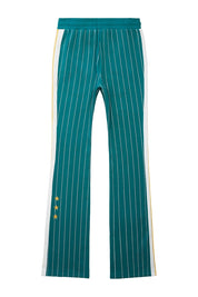 Pin Striped Varsity Track Pants - Alpine Green