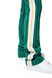 Pin Striped Varsity Track Pants - Alpine Green