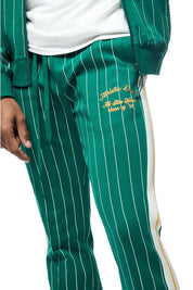 Pin Striped Varsity Track Pants - Alpine Green