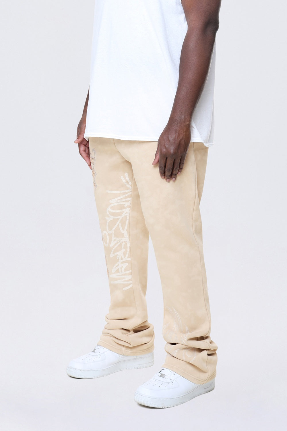 Smoke Rise Big and Tall - Stacked Rhinestone Dystopia Fleece Pants - Clay