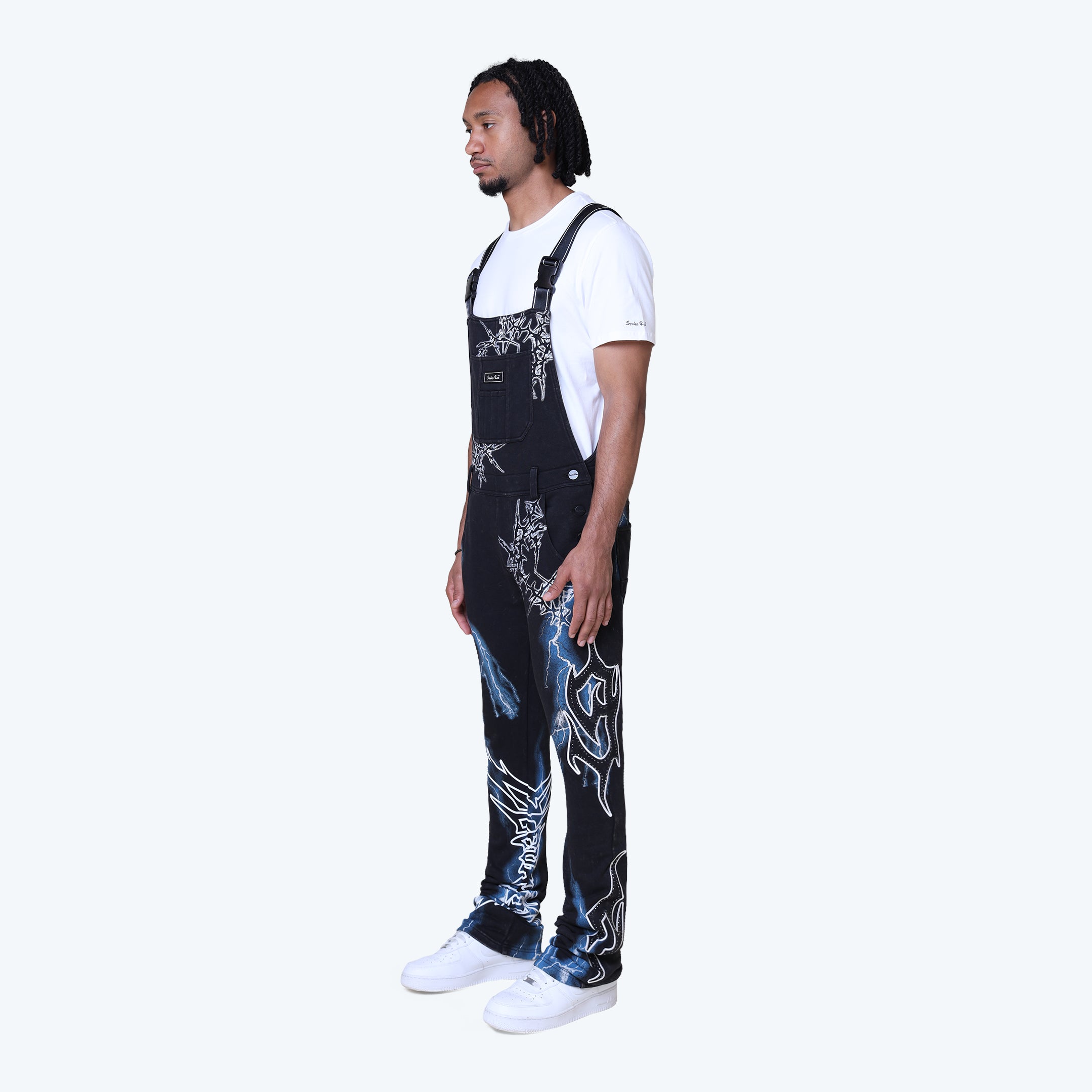 Stacked Paradise Fleece Overalls - Black