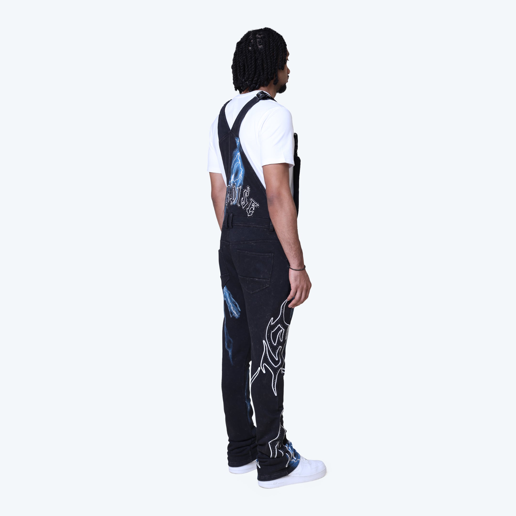 Stacked Paradise Fleece Overalls - Black