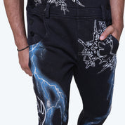 Stacked Paradise Fleece Overalls - Black