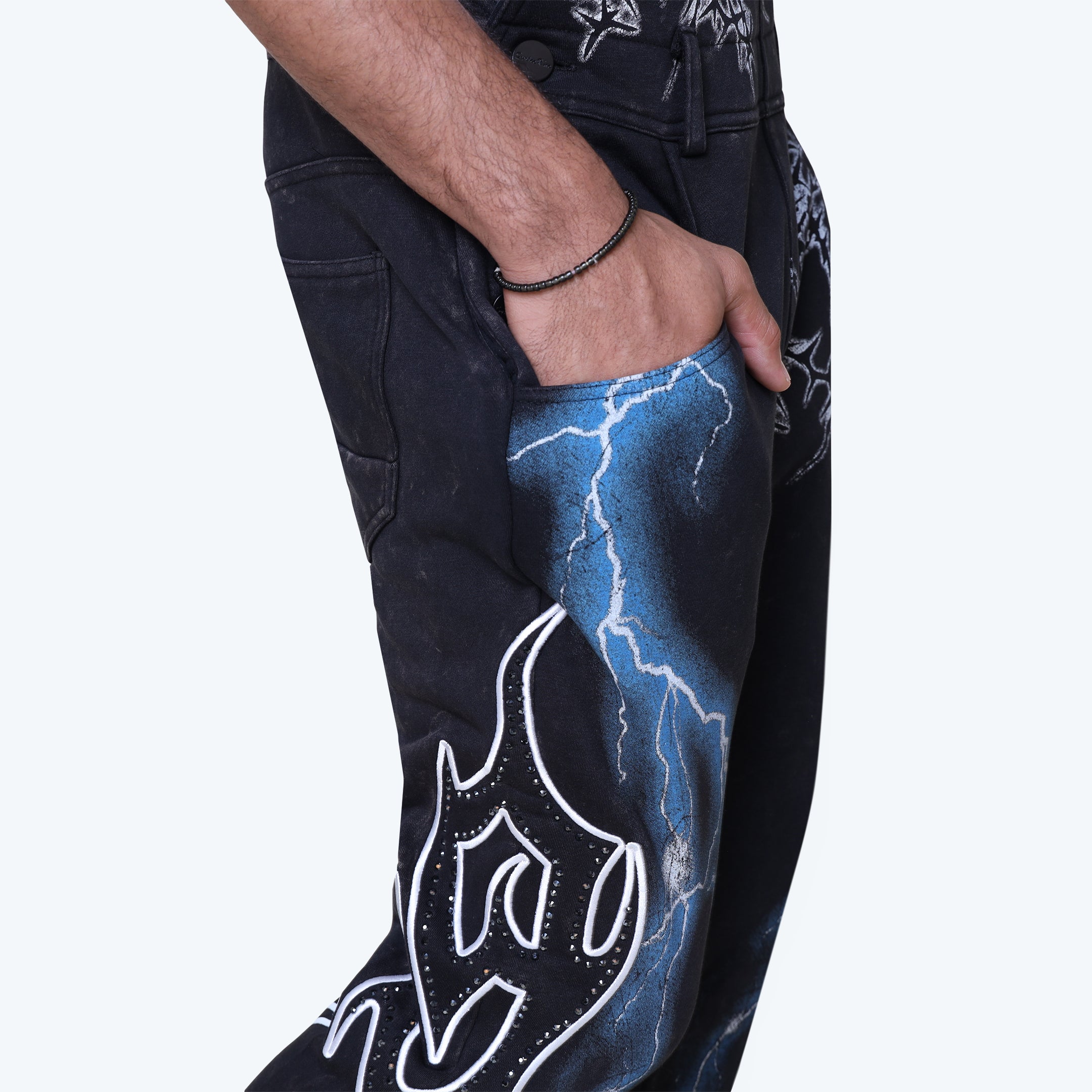 Stacked Paradise Fleece Overalls - Black