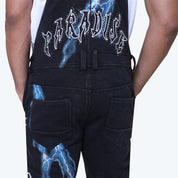 Stacked Paradise Fleece Overalls - Black