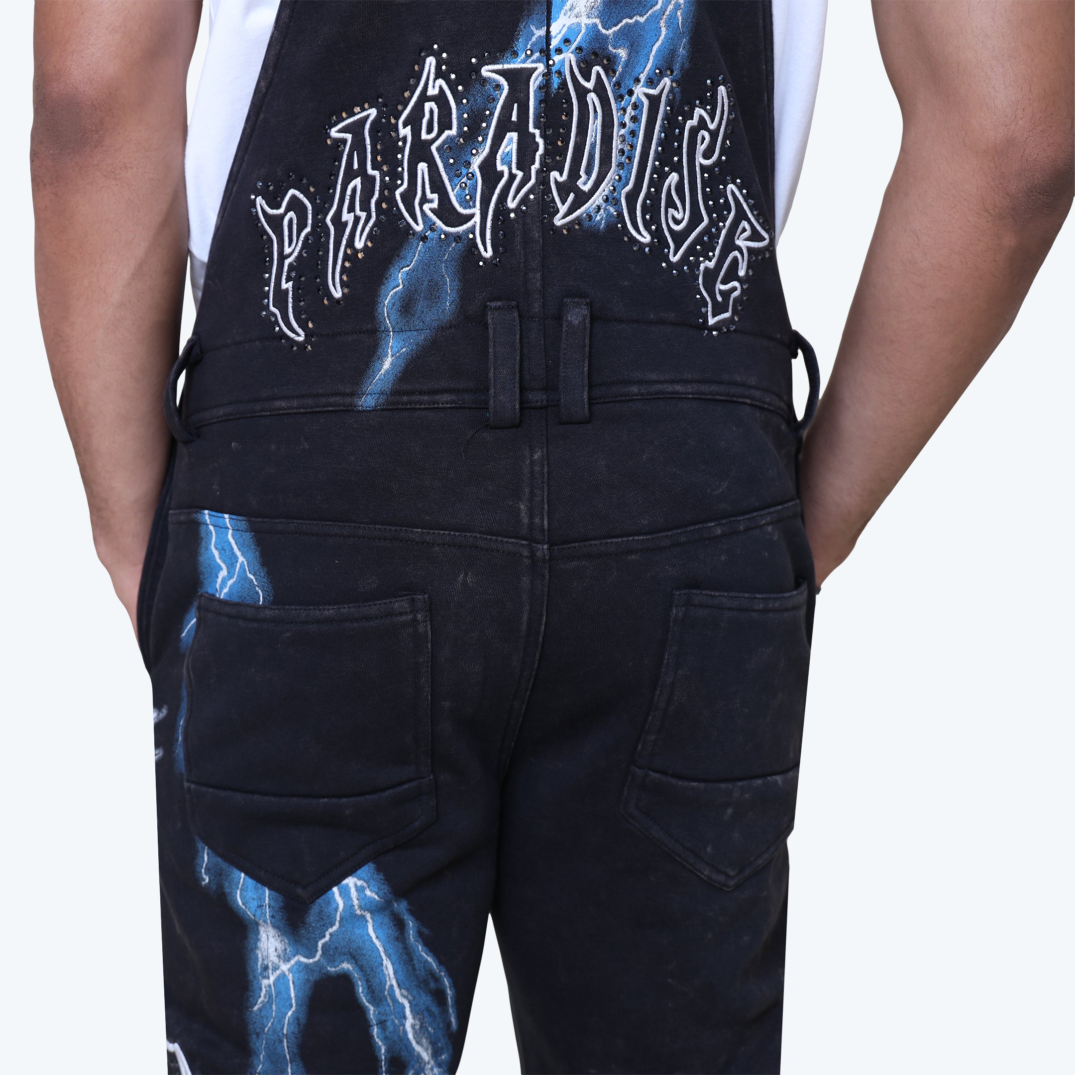 Stacked Paradise Fleece Overalls - Black