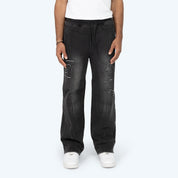 Denim Embossed Fleece Pants - Atom Black