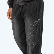 Denim Embossed Fleece Pants - Atom Black