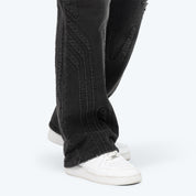 Denim Embossed Fleece Pants - Atom Black